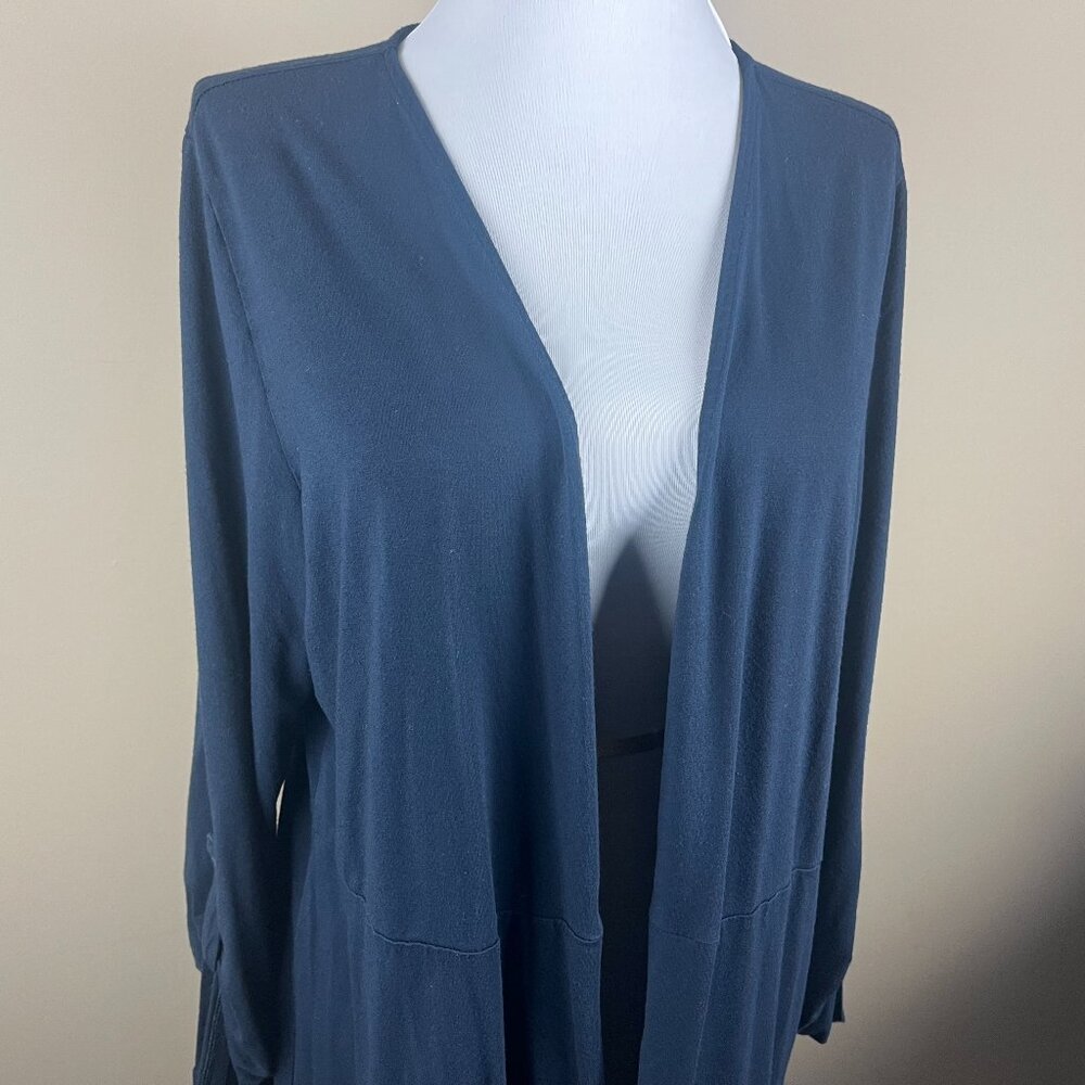 J. Jill Wearever Collection Open Cardigan Size M Navy Blue, Long Sleeve
